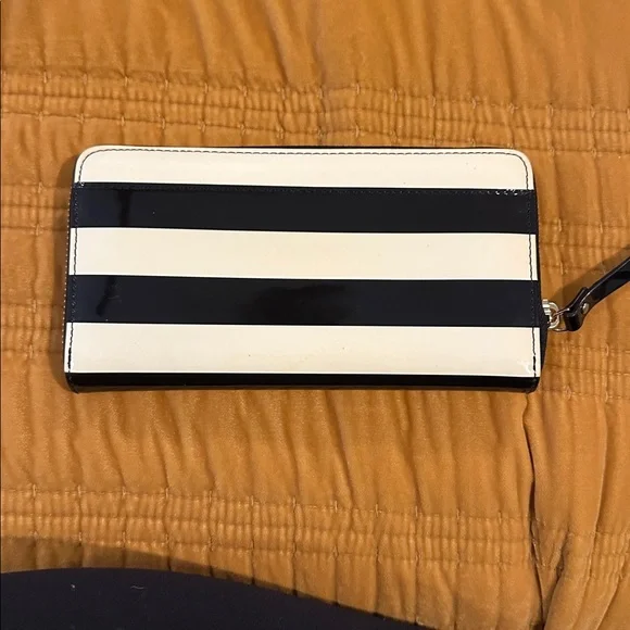 Kate Spade Black and Cream Striped Wallet - Picture 2 of 5